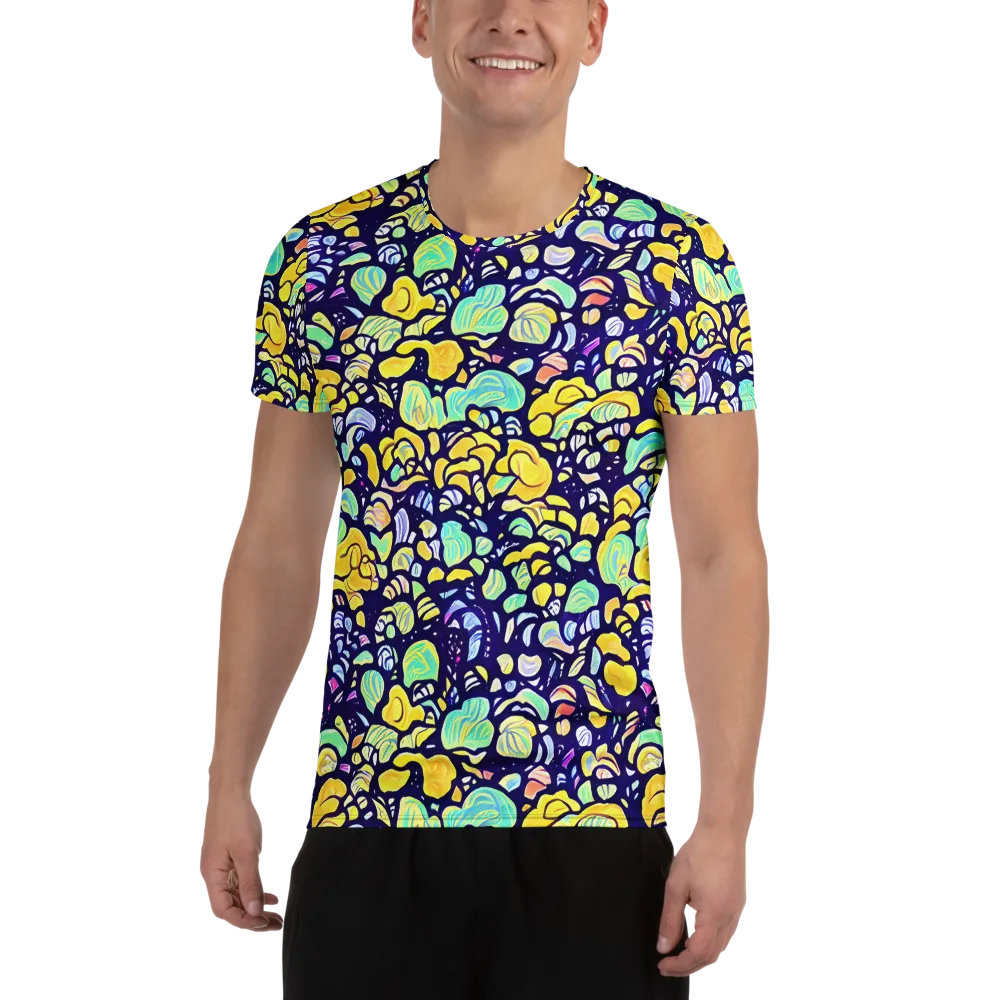 Indigo Fruit Riot on Men's Athletic T-Shirt — Front