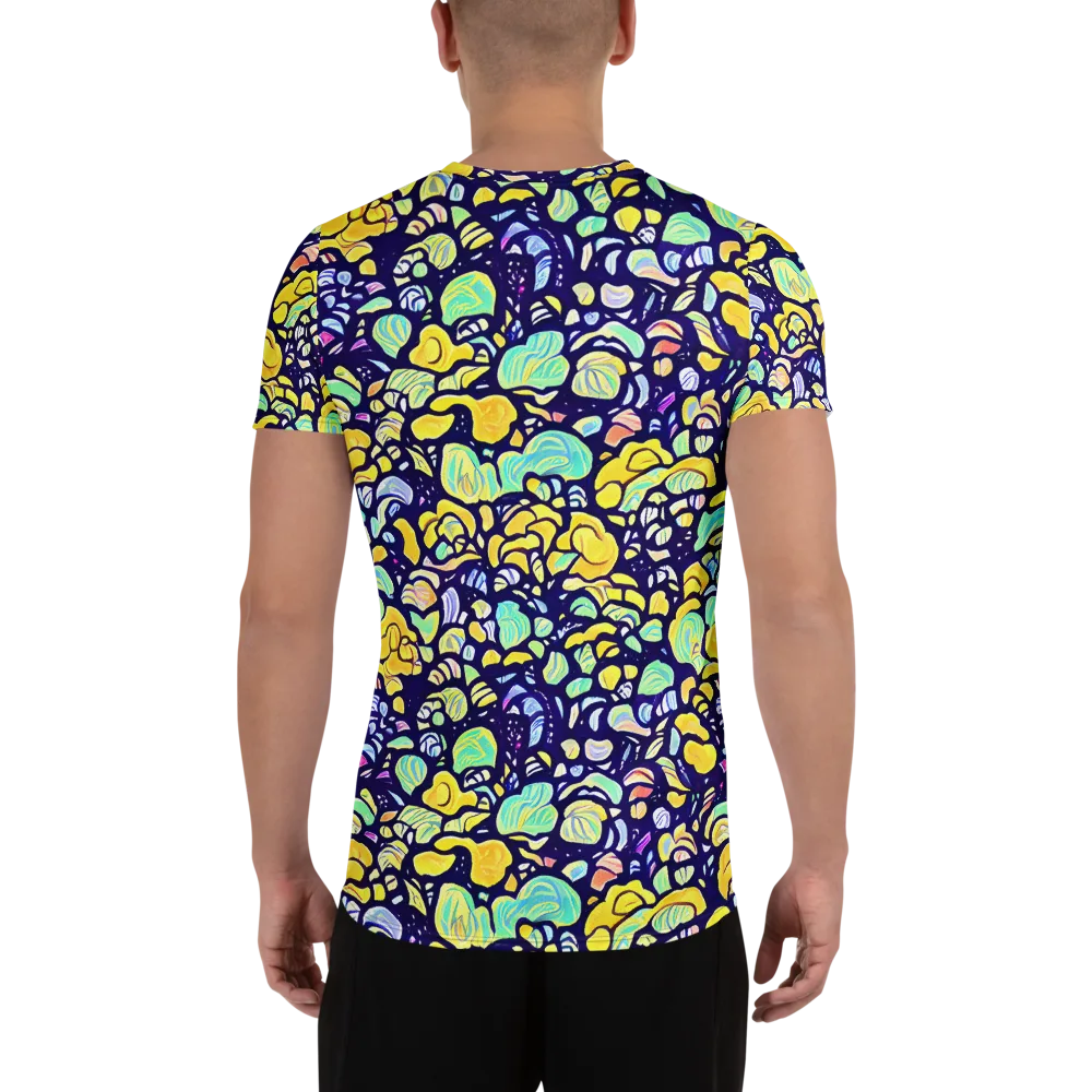 Indigo Fruit Riot on Men's Athletic T-Shirt — Back
