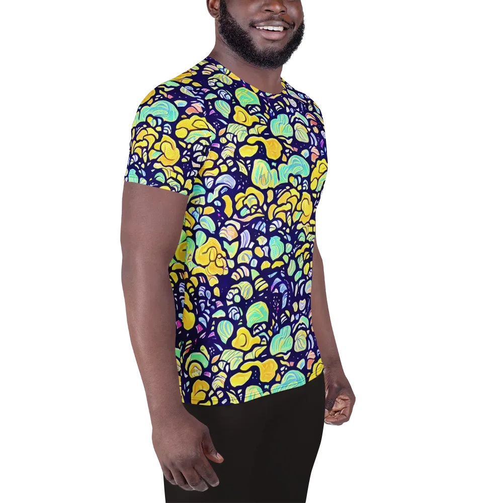 Indigo Fruit Riot on Men's Athletic T-Shirt — Right
