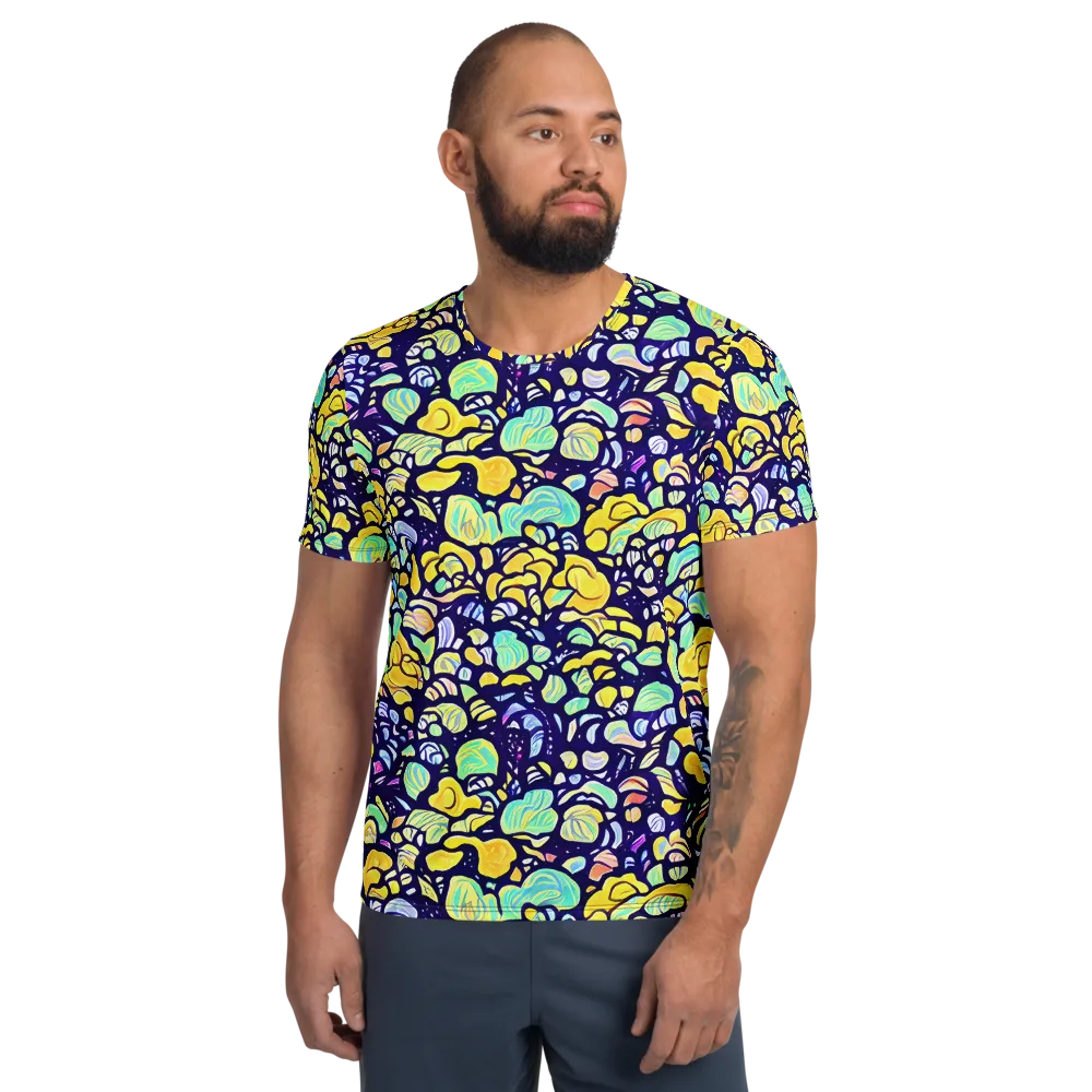 Indigo Fruit Riot on Men's Athletic T-Shirt — Front