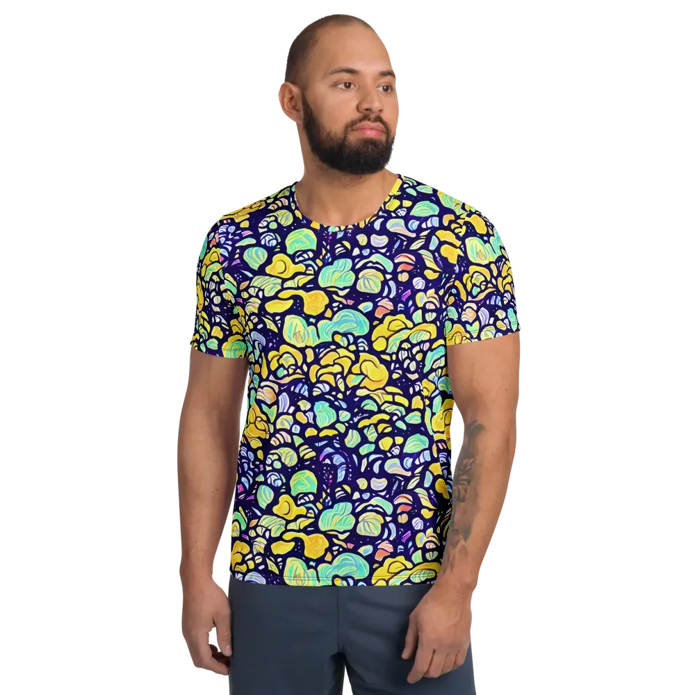 Indigo Fruit Riot on Men's Athletic T-Shirt — Front