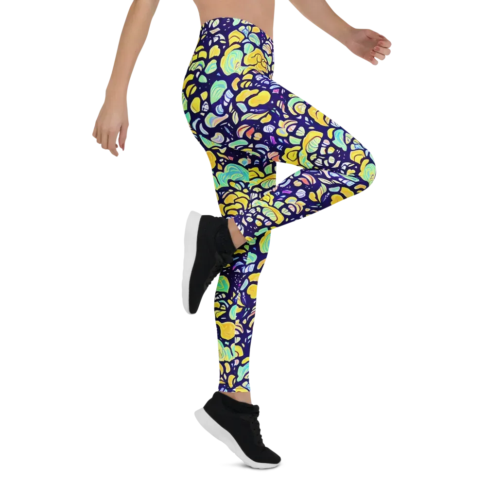 Indigo Fruit Riot on Leggings — Right