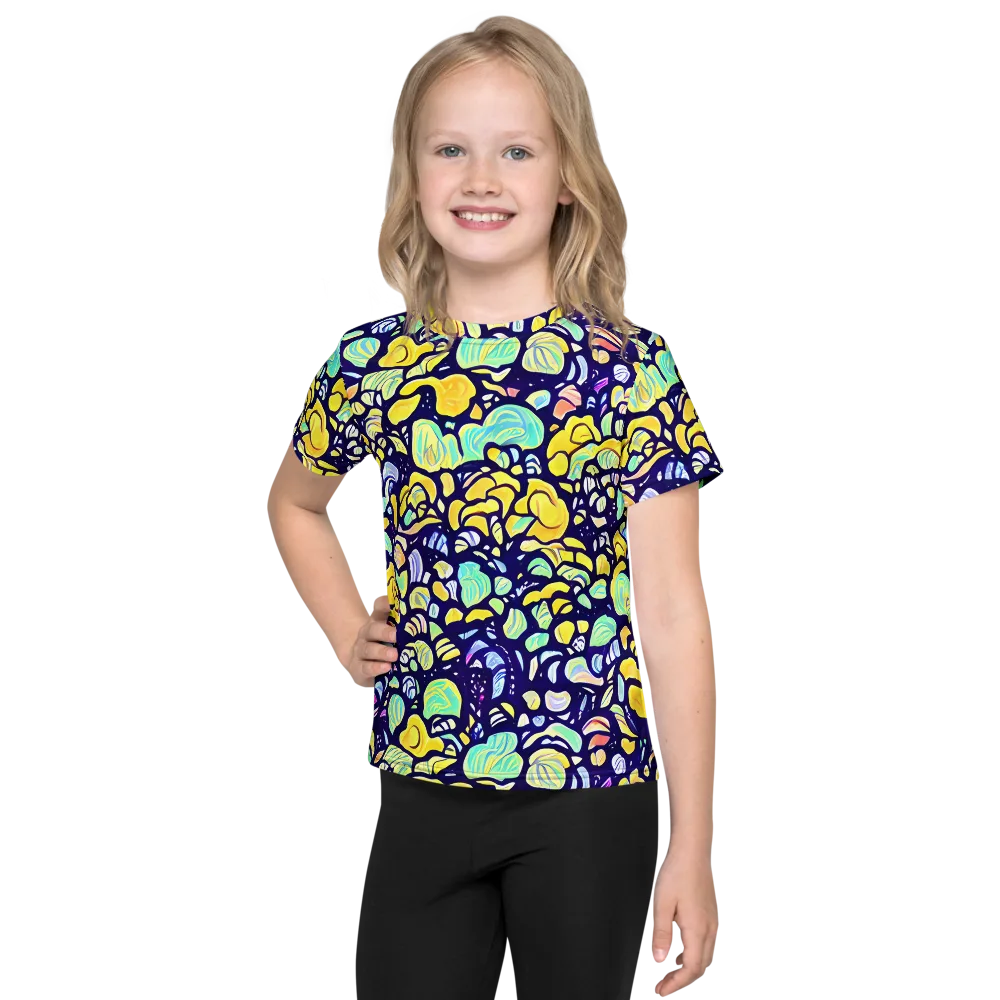Indigo Fruit Riot on Kids Crew Neck T-Shirt — Front
