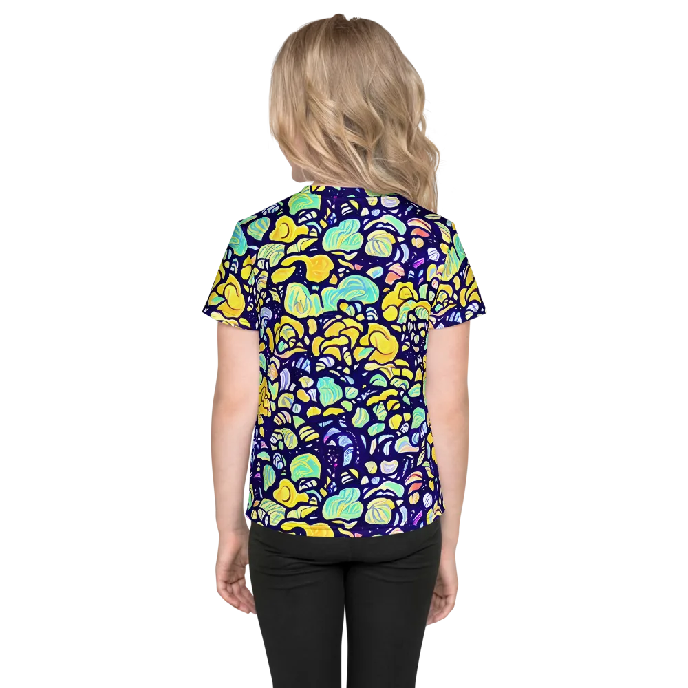 Indigo Fruit Riot on Kids Crew Neck T-Shirt — Back