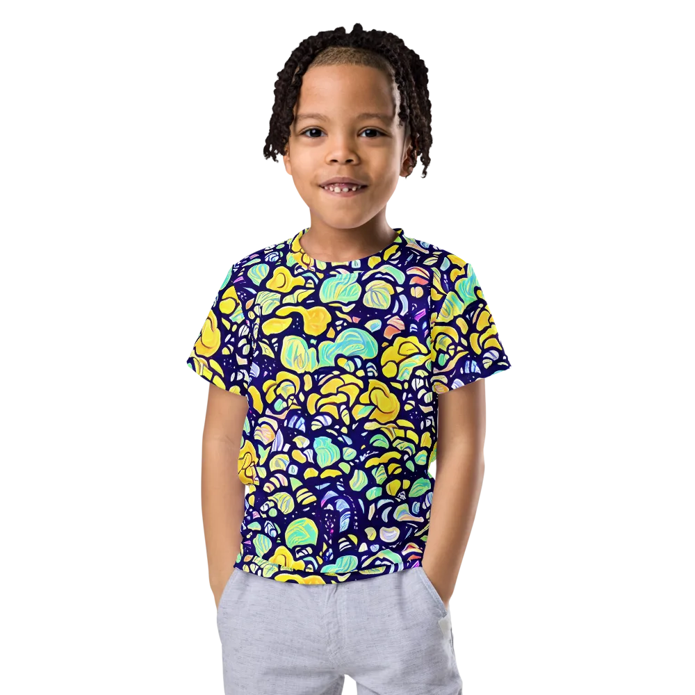 Indigo Fruit Riot on Kids Crew Neck T-Shirt — Front