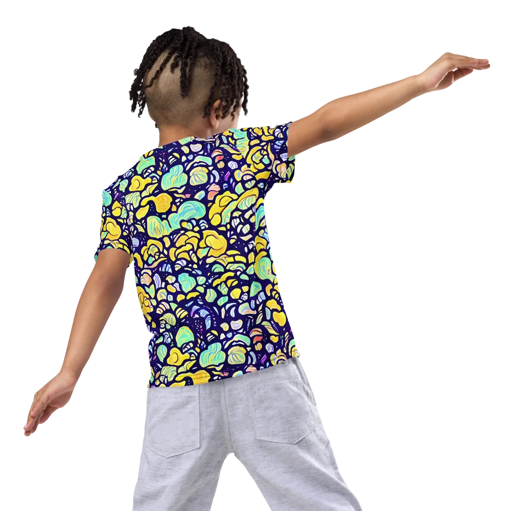 Indigo Fruit Riot on Kids Crew Neck T-Shirt — Back