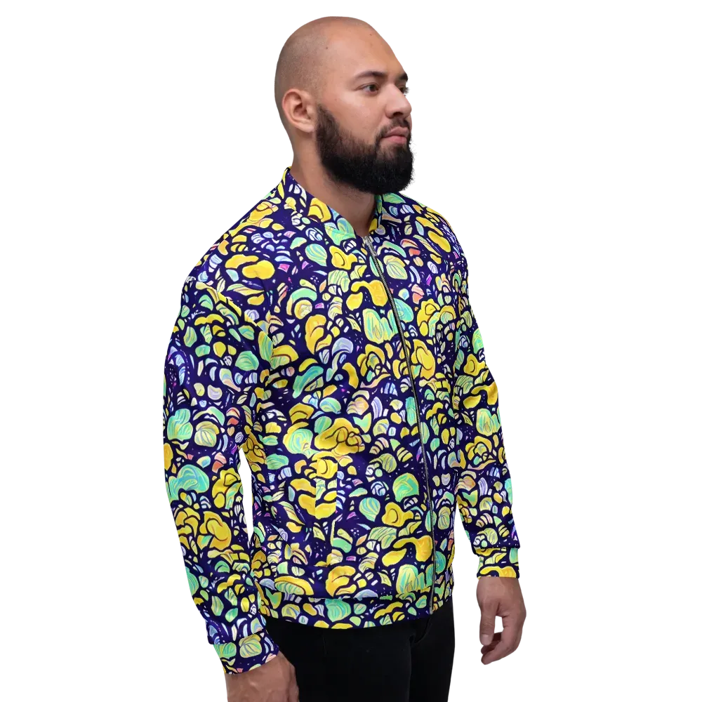 Indigo Fruit Riot on Bomber Jacket — Right