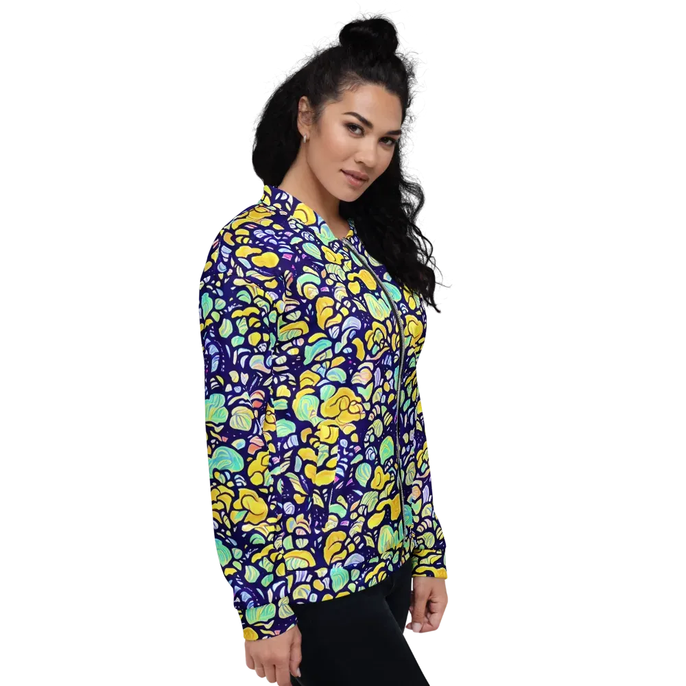 Indigo Fruit Riot on Bomber Jacket — Right
