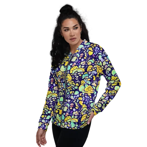 Indigo Fruit Riot on a Bomber Jacket