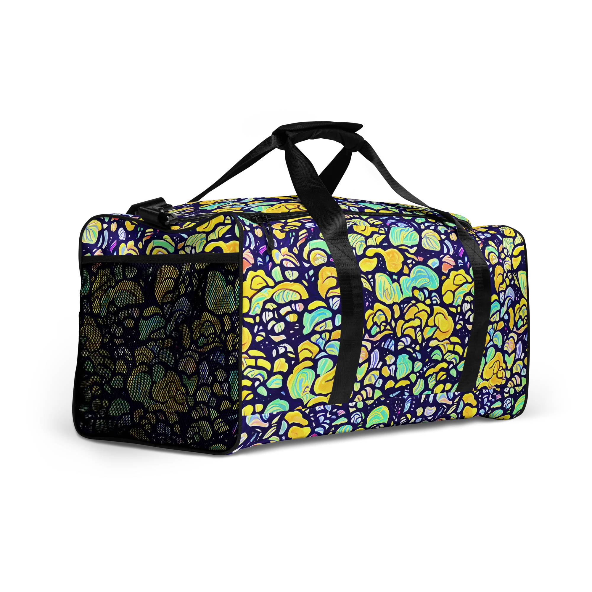 Indigo Fruit Riot on Duffle Bag — Right Front