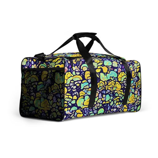 Indigo Fruit Riot on a Duffle Bag