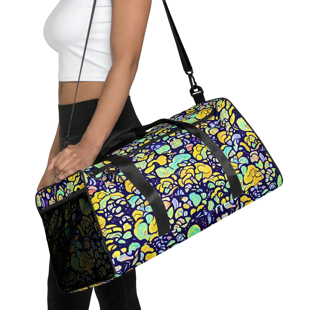 Indigo Fruit Riot on Duffle Bag — Front
