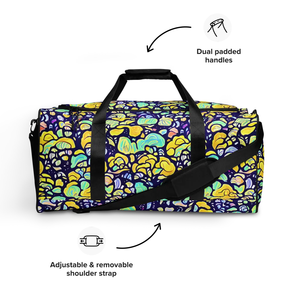Indigo Fruit Riot on Duffle Bag — Front