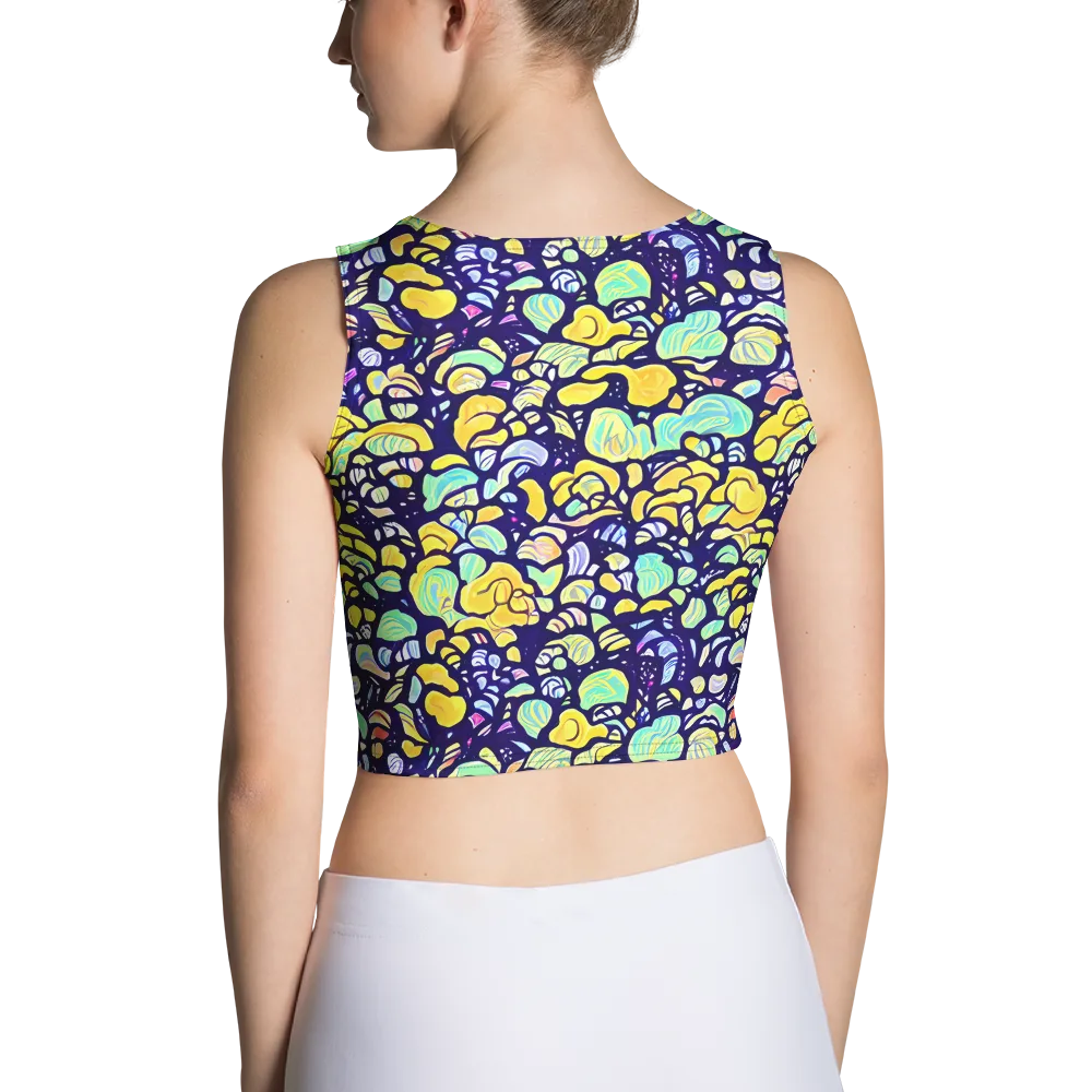 Indigo Fruit Riot on Crop Top — Back