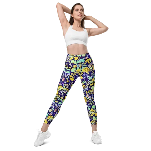 Indigo Fruit Riot on a Leggings with Pockets