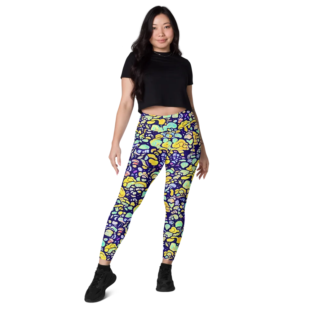 Indigo Fruit Riot on Leggings with Pockets — Front