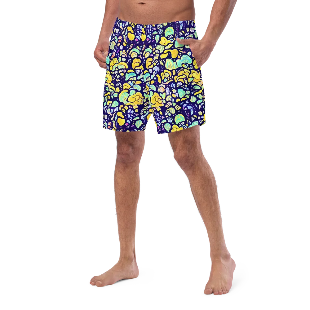 Indigo Fruit Riot on Swim Trunks — Left Front