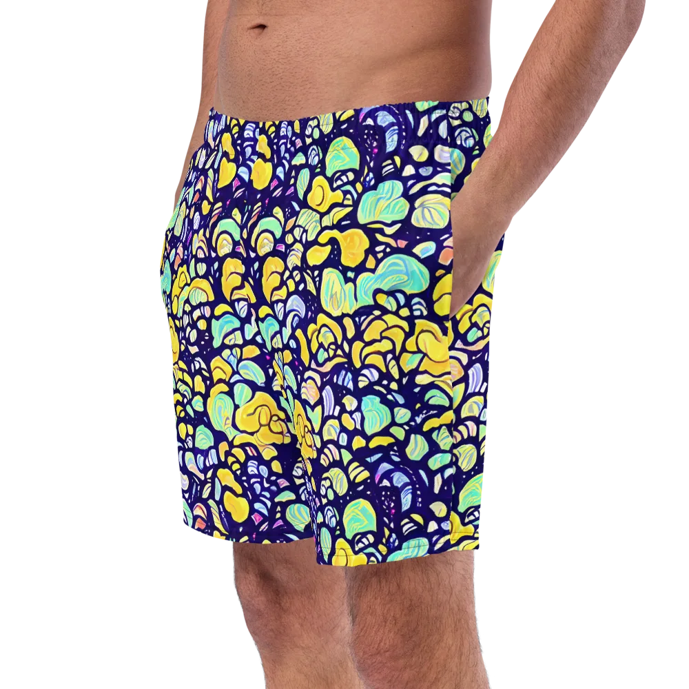 Indigo Fruit Riot on Swim Trunks — Left Front