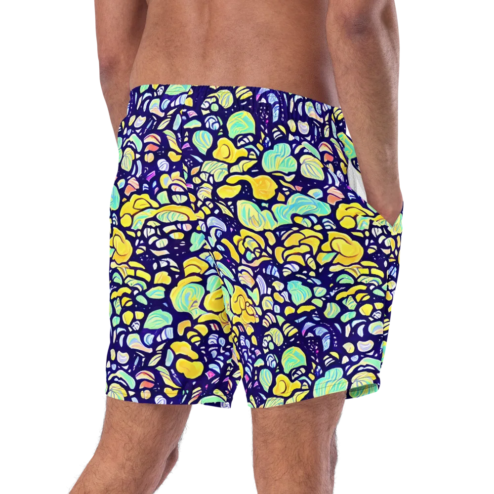 Indigo Fruit Riot on Swim Trunks — Right Back
