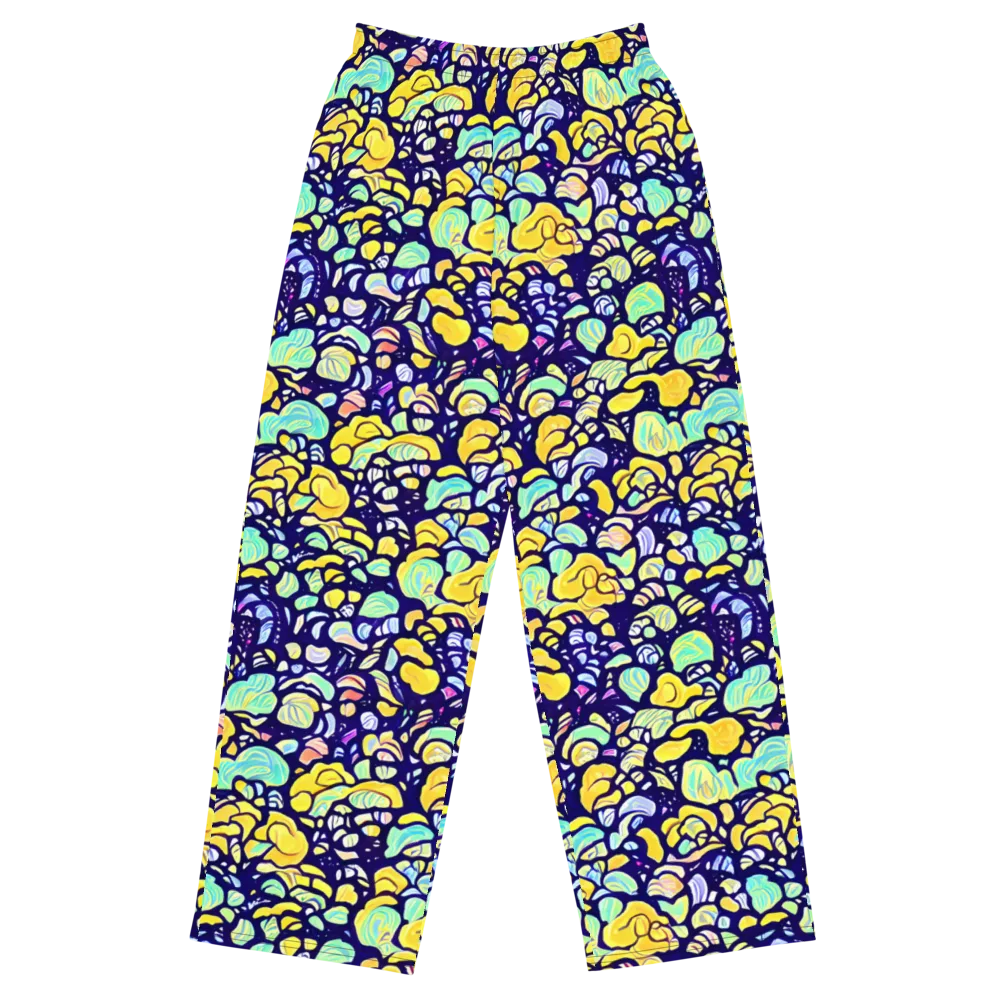 Indigo Fruit Riot on Wide-Leg Pants — Front