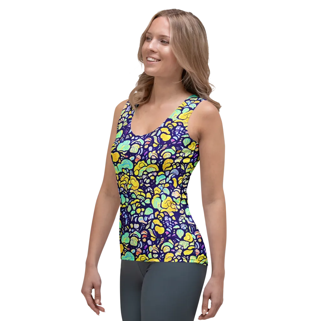 Indigo Fruit Riot on Women's Tank Top — Left Front