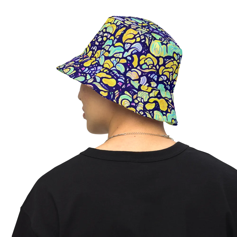 Indigo Fruit Riot on Reversible Bucket Hat — Back Inside