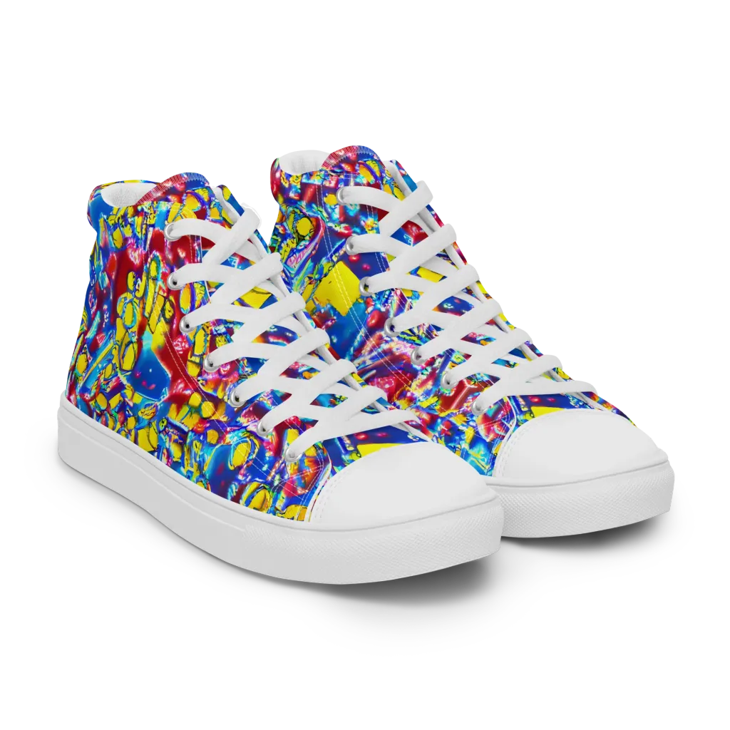 Radiant Disorder on Men's High Top Canvas Shoes — Right Front