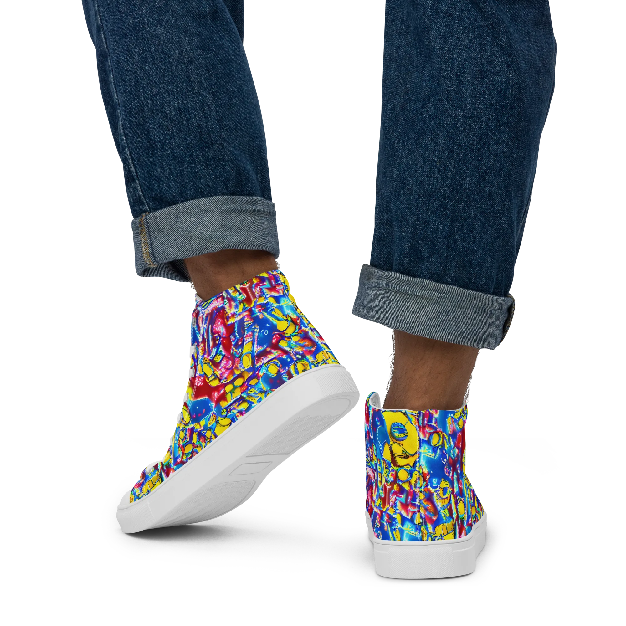 Radiant Disorder on Men's High Top Canvas Shoes — Back