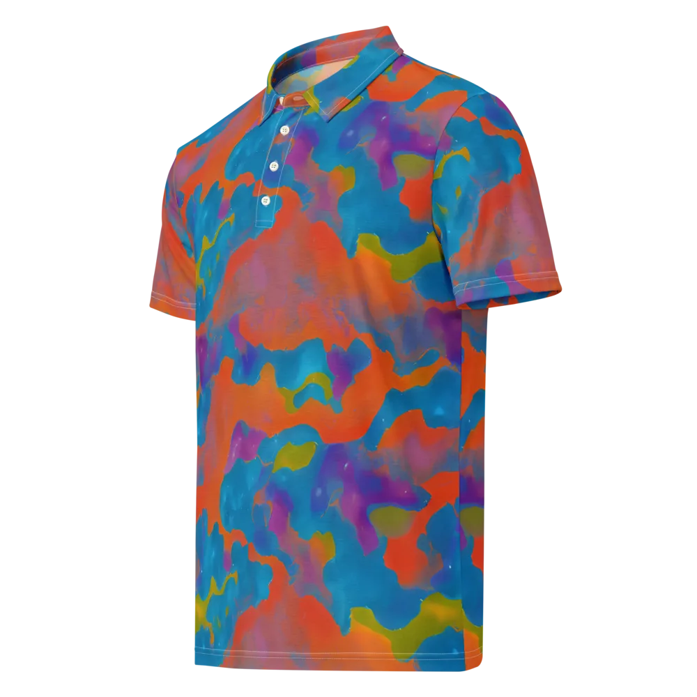 Chromatic Tidal Wave on Men's Slim Fit Polo Shirt — Left Front