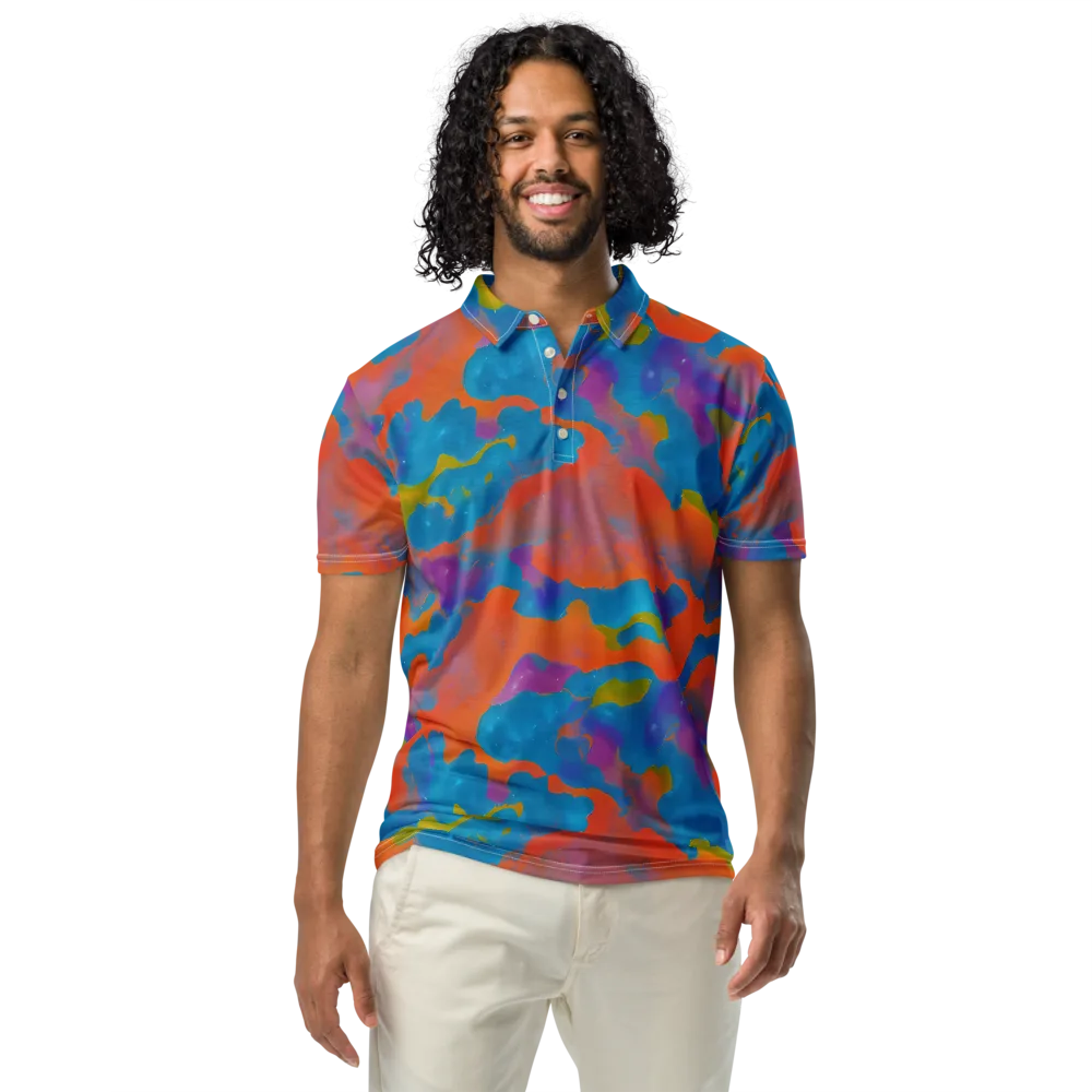 Chromatic Tidal Wave on Men's Slim Fit Polo Shirt — Front