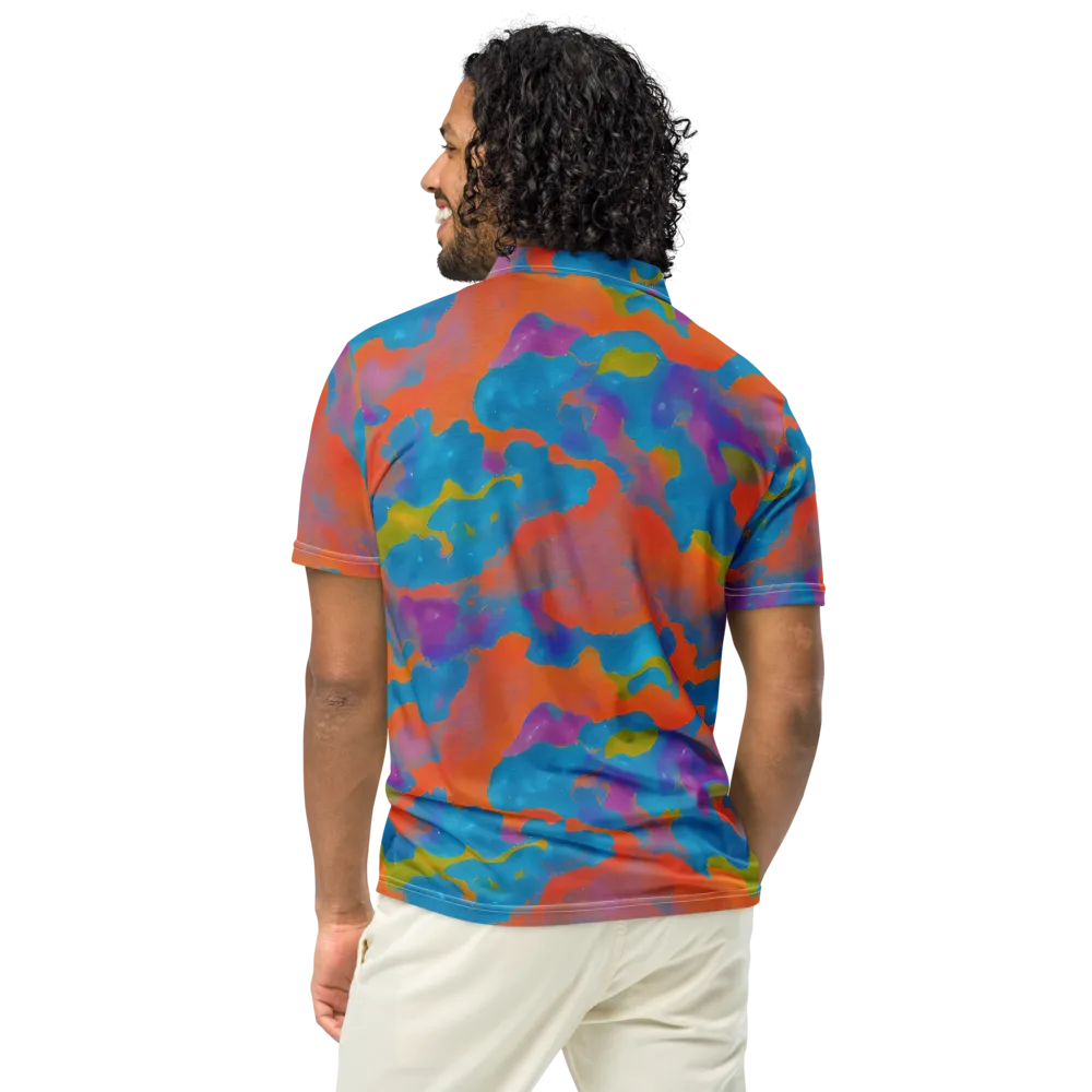 Chromatic Tidal Wave on Men's Slim Fit Polo Shirt — Back