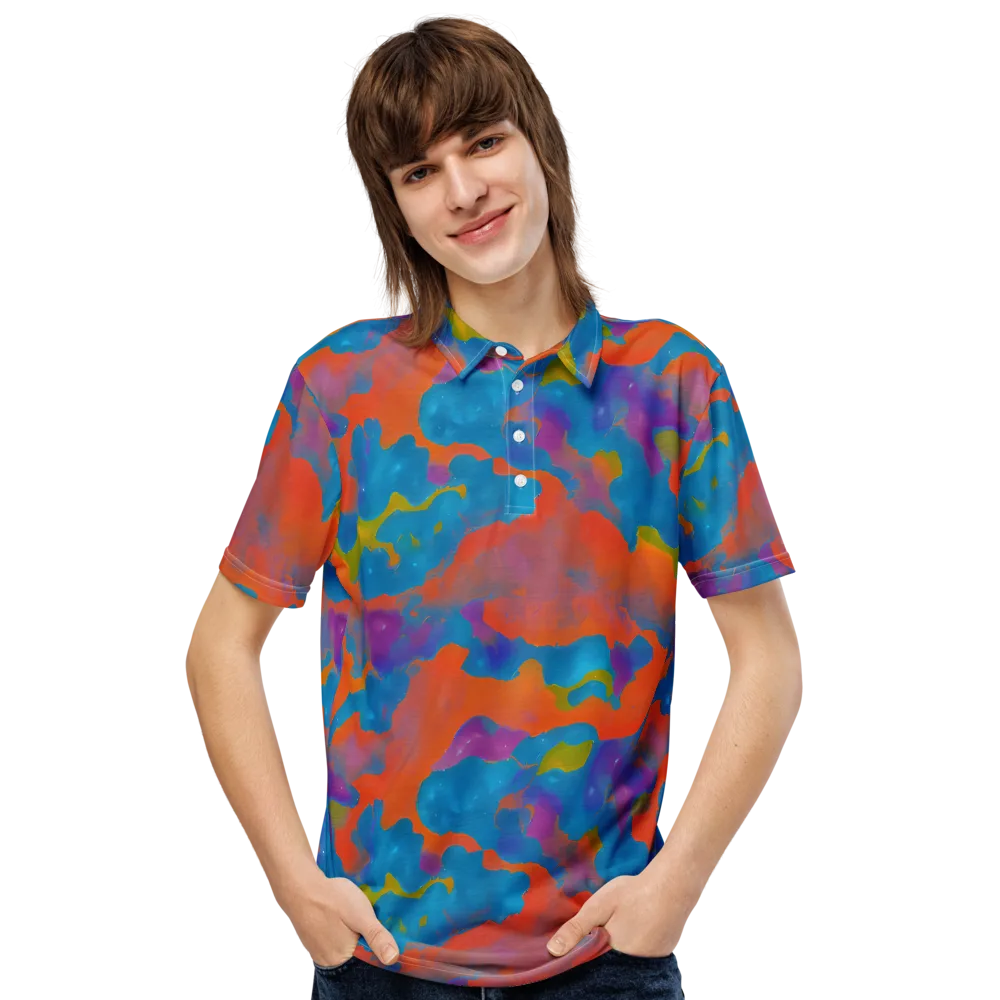 Chromatic Tidal Wave on Men's Slim Fit Polo Shirt — Front