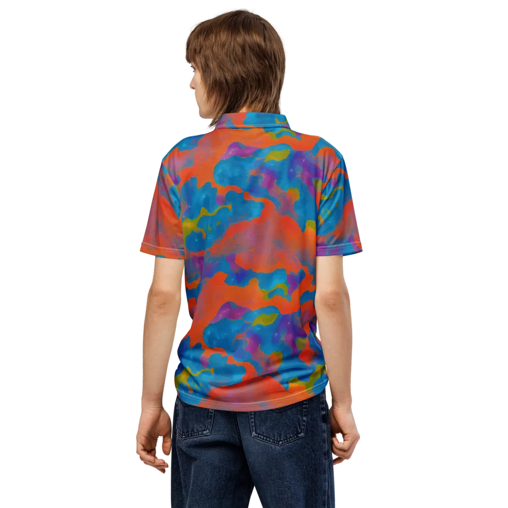 Chromatic Tidal Wave on Men's Slim Fit Polo Shirt — Back