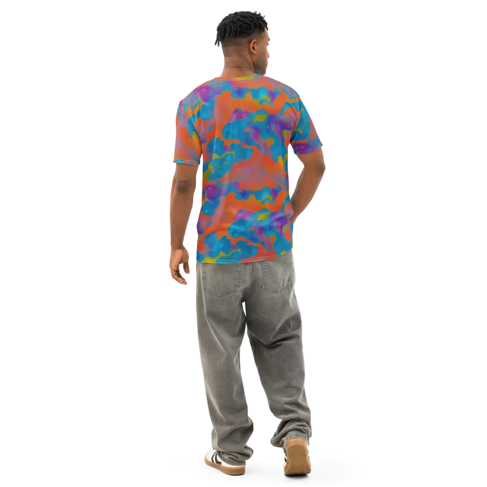 Chromatic Tidal Wave on Men's Cotton Crew Neck T-Shirt — Back