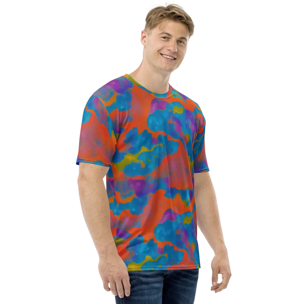 Chromatic Tidal Wave on Men's Crew Neck T-Shirt — Right