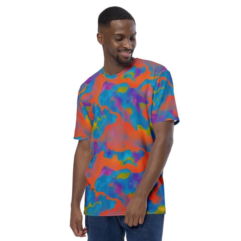 Chromatic Tidal Wave on Men's Crew Neck T-Shirt — Left