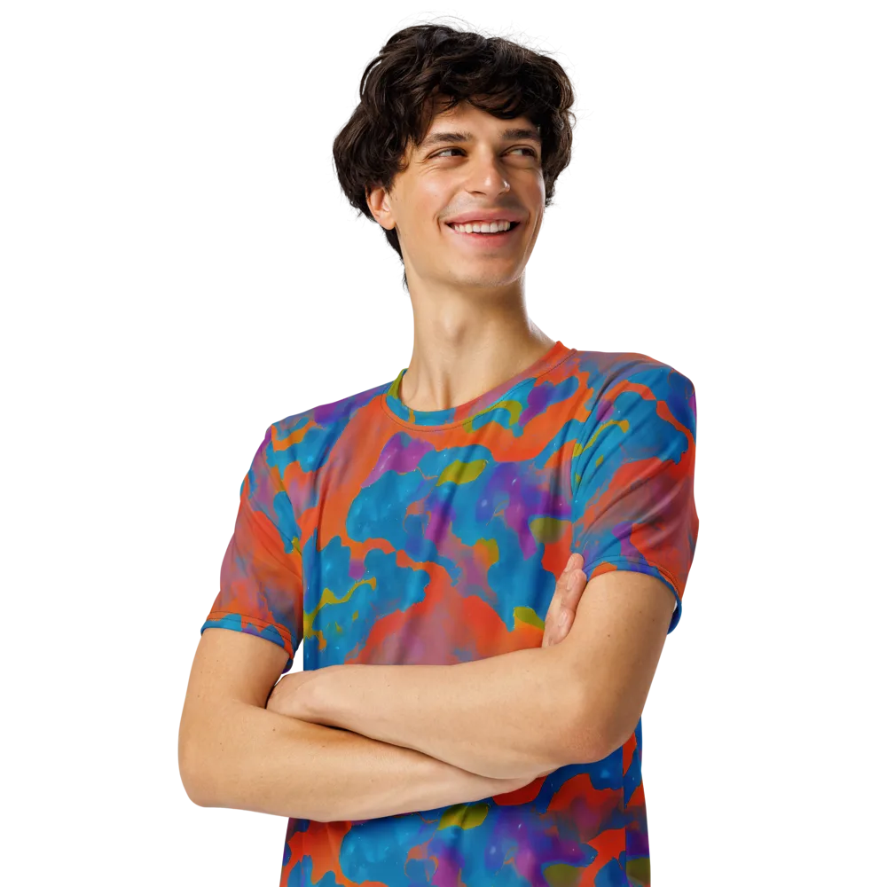 Chromatic Tidal Wave on Men's Crew Neck T-Shirt — Left Front