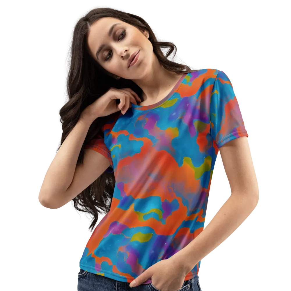 Chromatic Tidal Wave on Women's Crew Neck T-Shirt — Left Front