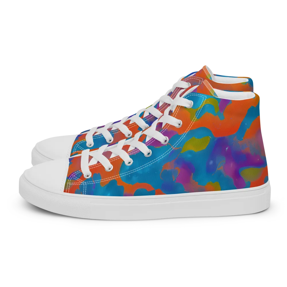Chromatic Tidal Wave on Women's High Top Canvas Shoes — Left