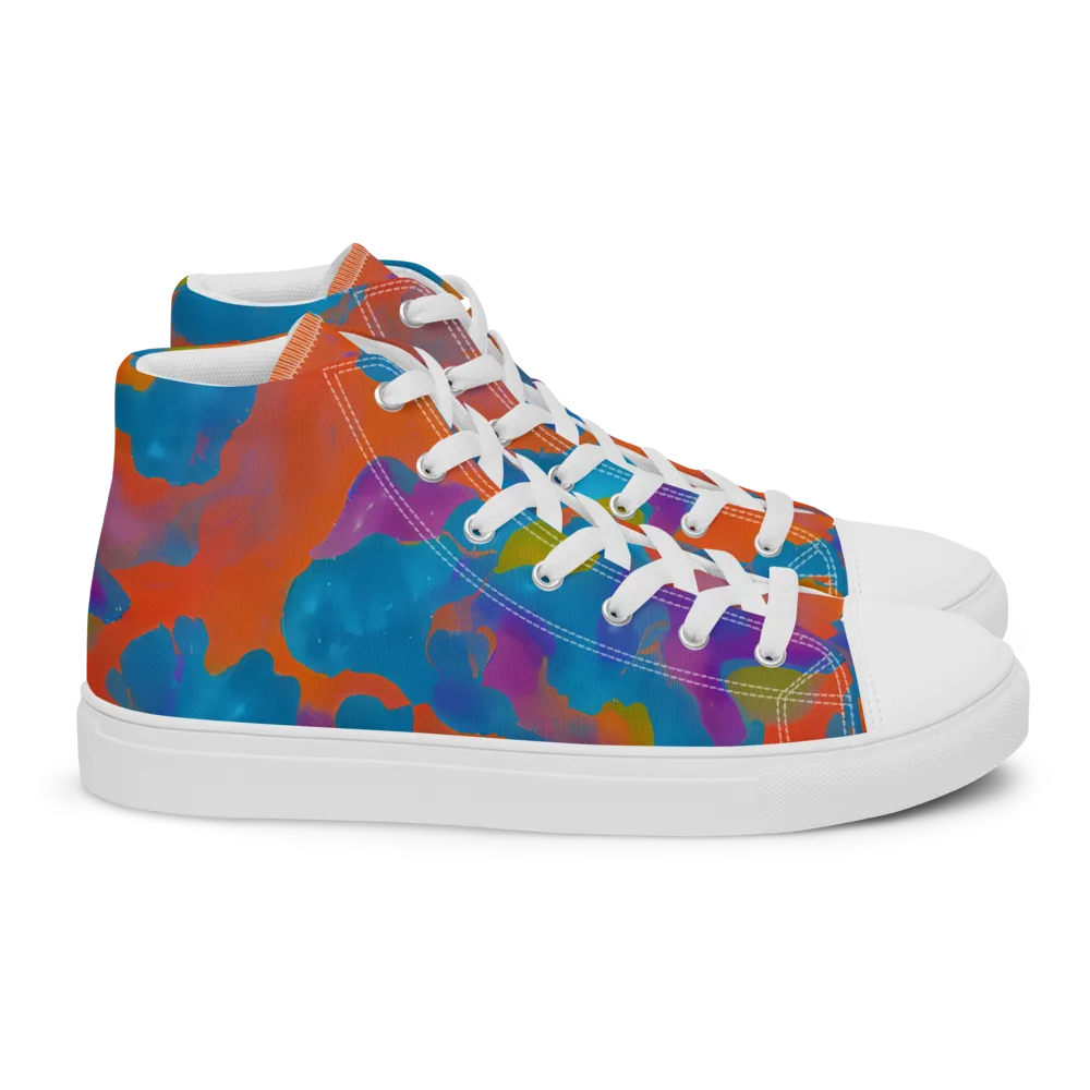 Chromatic Tidal Wave on Women's High Top Canvas Shoes — Right