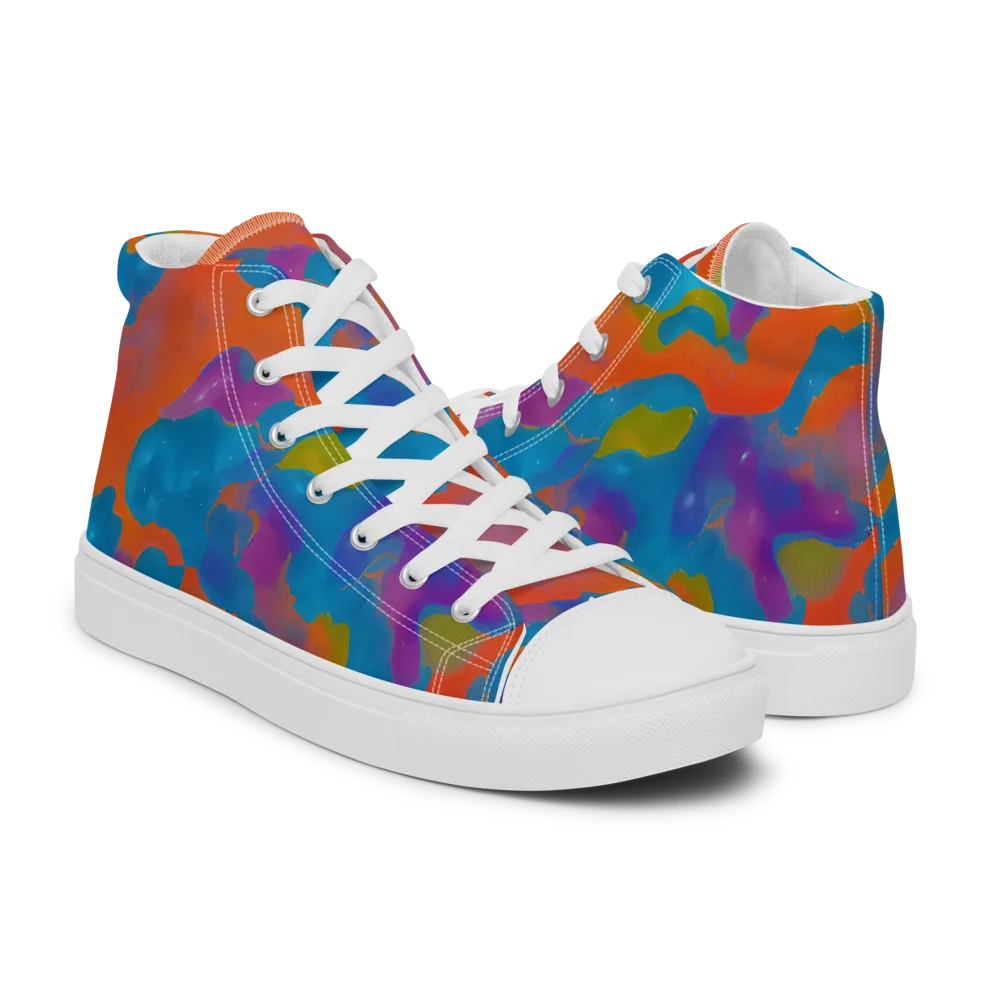 Chromatic Tidal Wave on Women's High Top Canvas Shoes — Right
