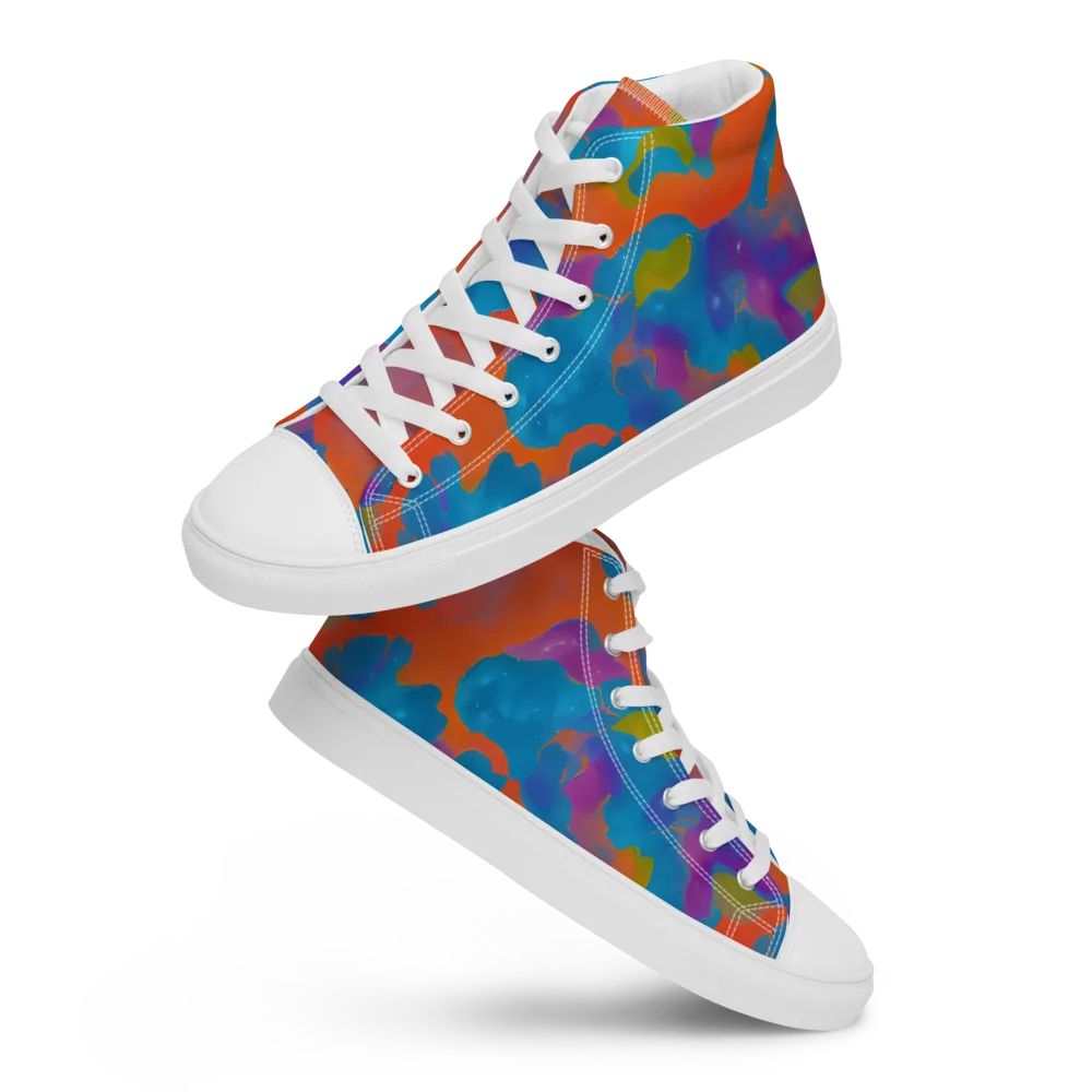 Chromatic Tidal Wave on Women's High Top Canvas Shoes — Front