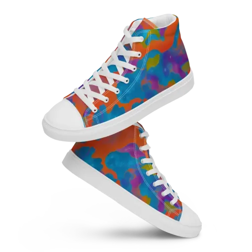 Chromatic Tidal Wave on a Women's High Top Canvas Shoes