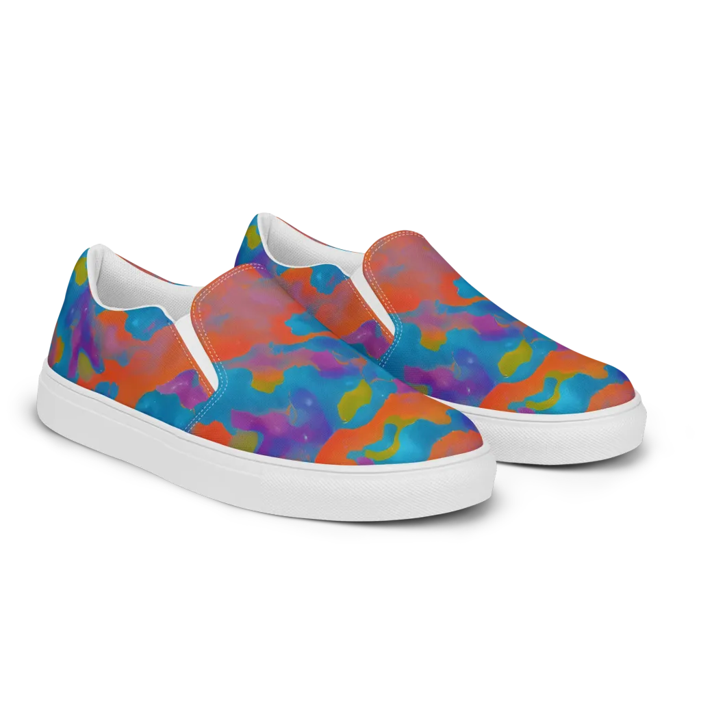Chromatic Tidal Wave on Men's Slip-On Canvas Shoes — Right Front