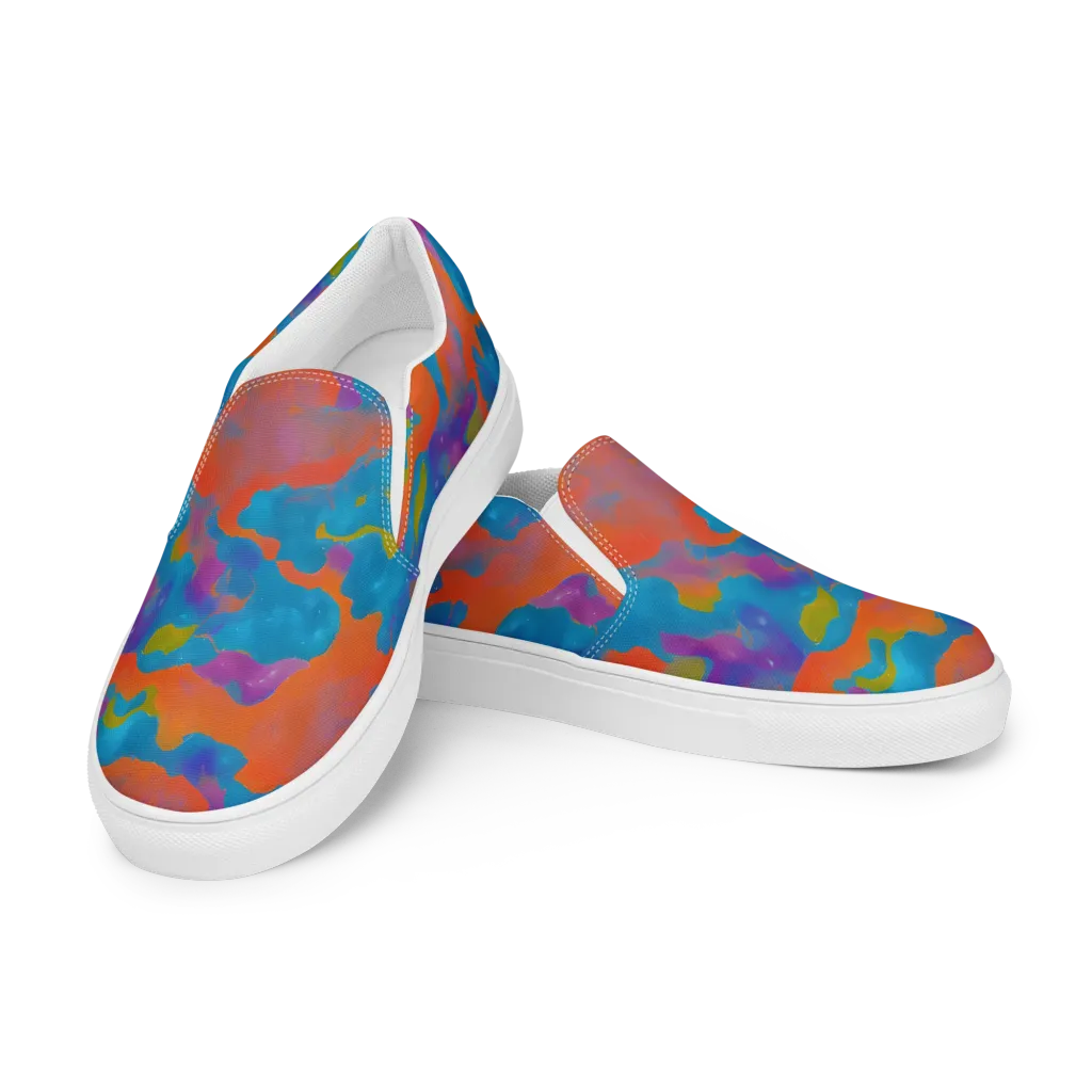Chromatic Tidal Wave on Men's Slip-On Canvas Shoes — Left Front