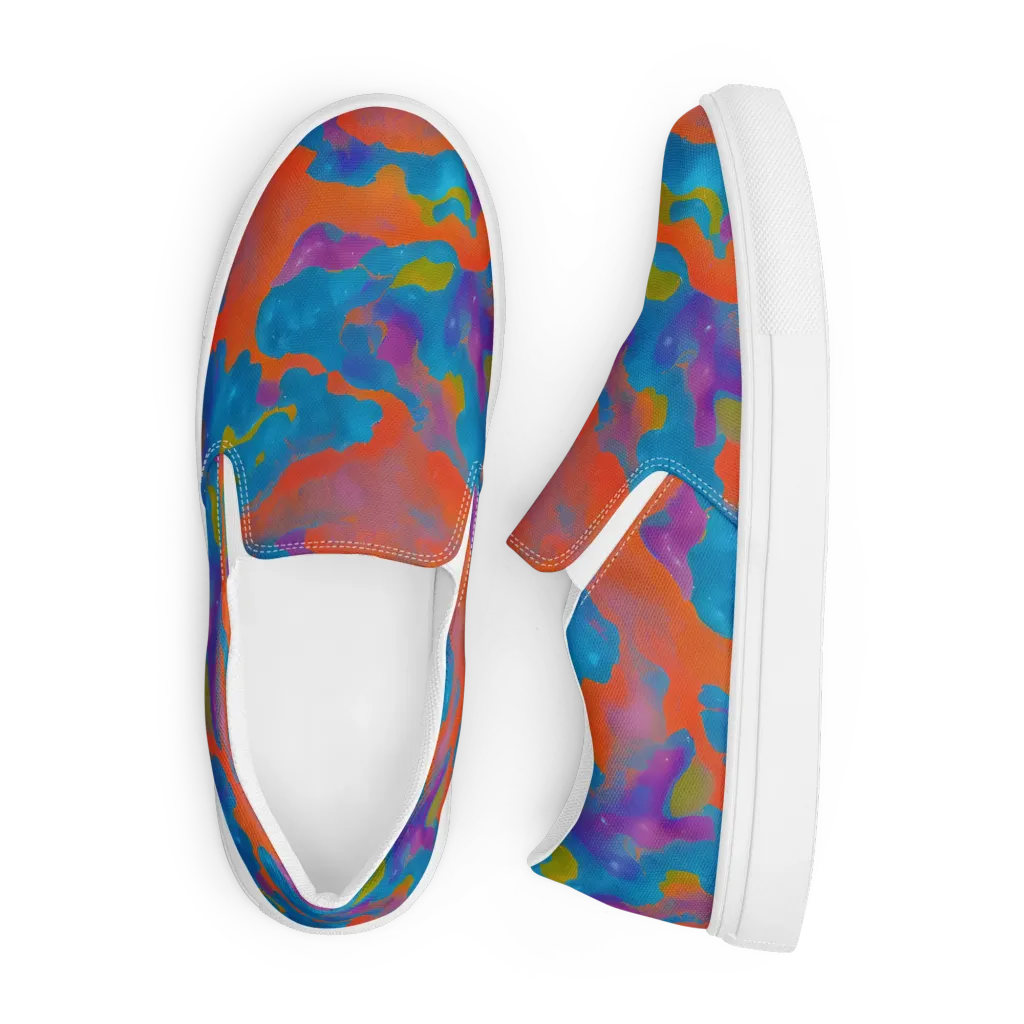 Chromatic Tidal Wave on Men's Slip-On Canvas Shoes — Front