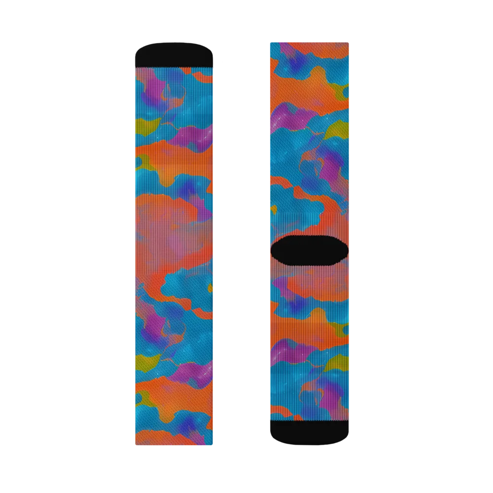 Chromatic Tidal Wave on Socks — Left Sock