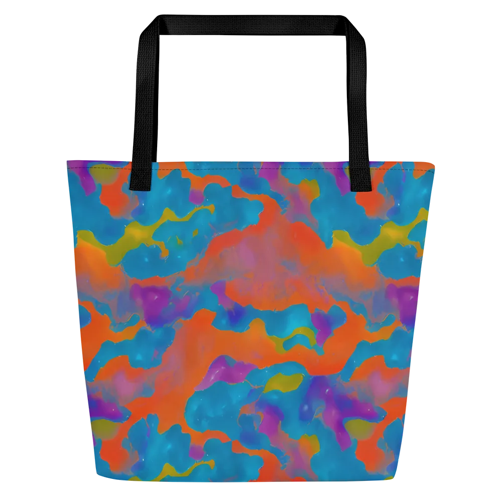 Chromatic Tidal Wave on Large Tote Bag W/ Pocket — Front