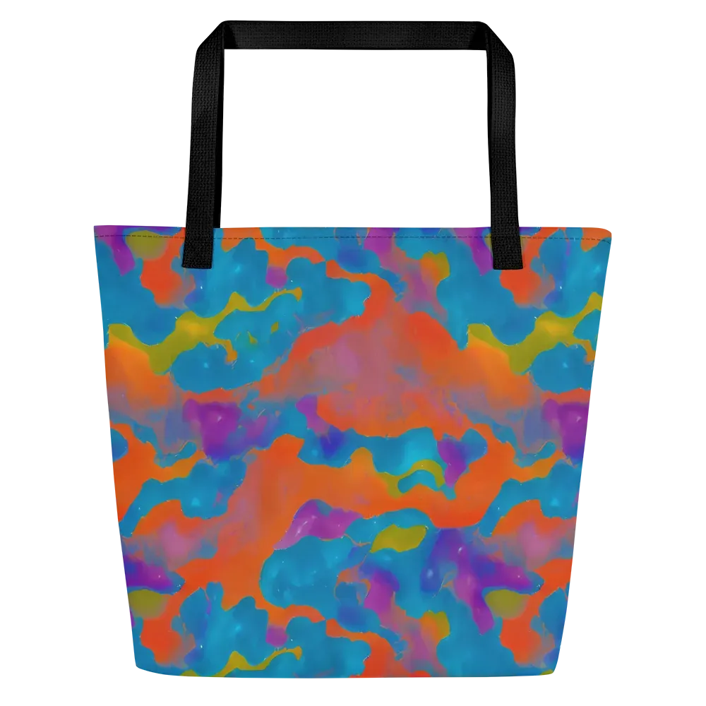 Chromatic Tidal Wave on Large Tote Bag W/ Pocket — Front