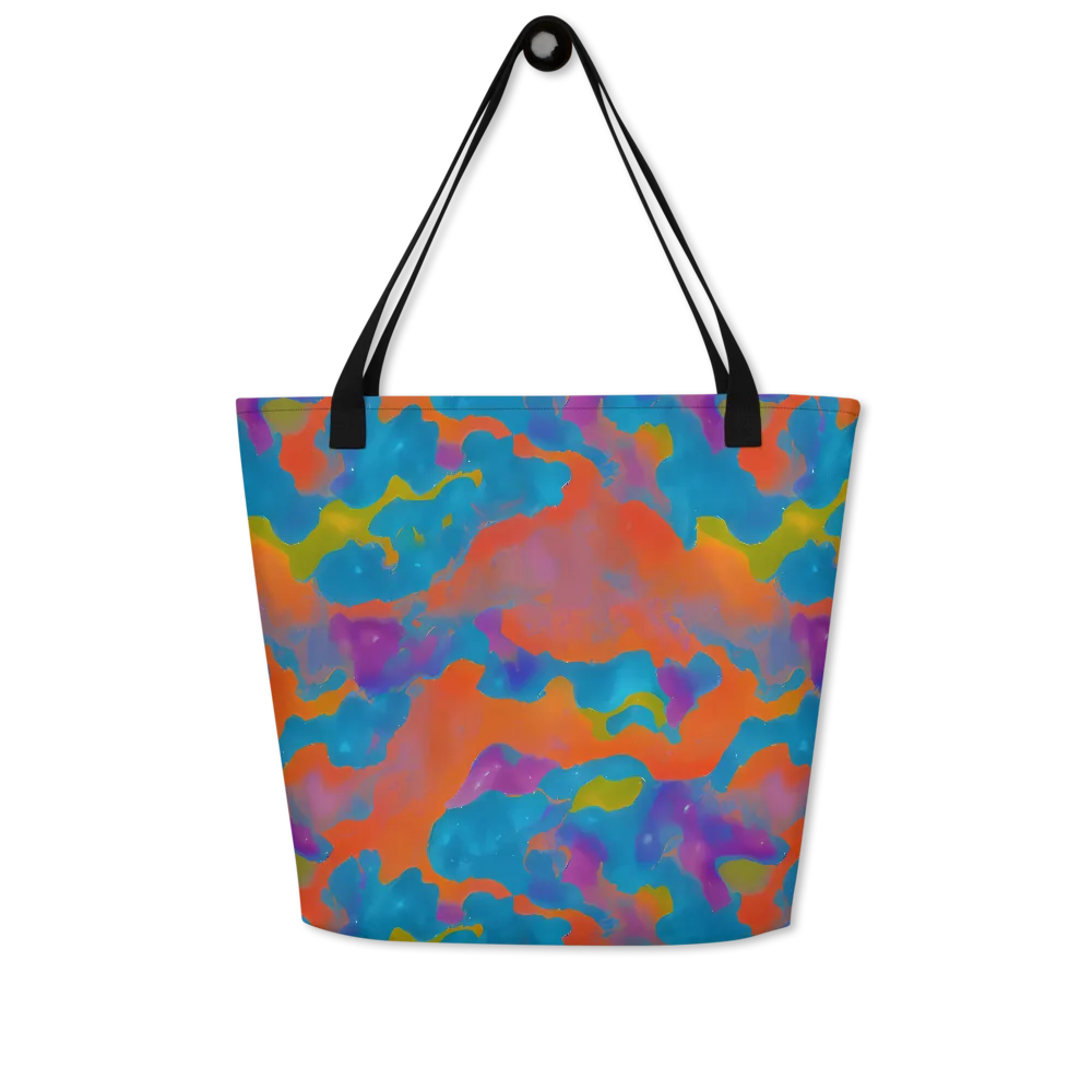 Chromatic Tidal Wave on Large Tote Bag W/ Pocket — Front
